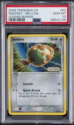 2006 POKEMON EX LEGEND MAKER #62 SENTRET-REVERSE FOIL PSA 10 - Image 1