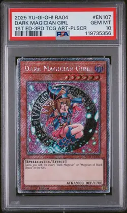 2025 YU-GI-OH! RA04-QUARTER CENTURY STAMPEDE #EN107 DARK MAGICIAN GIRL PSA 10 - Image 1