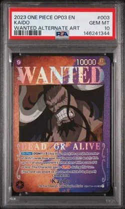 2023 ONE PIECE OP03-PILLARS OF STRENGTH WANTED ALTERNATE ART #003 KAIDO PSA 10 - Image 1