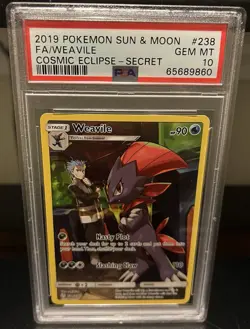 Weavile 2019 Pokemon Sun & Moon Cosmic Eclipse Secret Rare Card 238/236 PSA 10 - Image 1