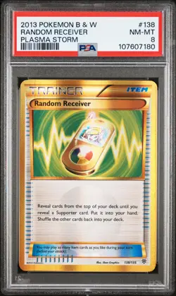 Random Receiver - 138/135 - 2013 Holo Ultra Rare Plasma Storm Pokemon Card PSA 8 - Image 1