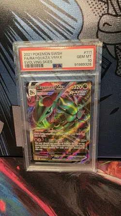 Pokemon TCG Rayquaza VMAX Holo Ultra Rare Card Evolving Skies 111/203 PSA 10 - Image 4