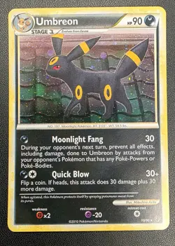 Pokemon Umbreon Holo Rare 10/90 Undaunted LP Condition With Swirl Top Left - Image 1