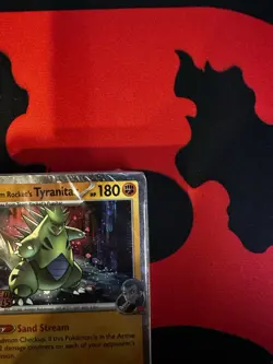 Pokemon Team Rocket's Tyranitar 096/182 Destined Rivals Prerelease Stamped Holo - Image 2