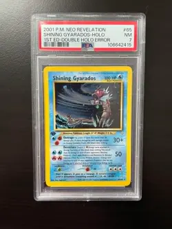 2001 POKEMON NEO REVELATION 1ST ED DOUBLE HOLO ERROR SHINING GYARADOS-PSA 7 - Image 1