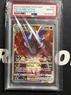 2023 Pokemon Black Star Promo SWSH 291 FA/Lucario VSTAR Crown Zenith PSA 10 - Image 1