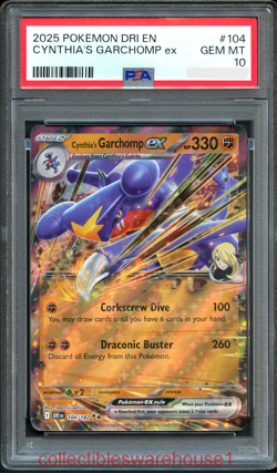 Pokemon Destined Rivals Cynthia's Garchomp ex 104 PSA 10 - Image 1