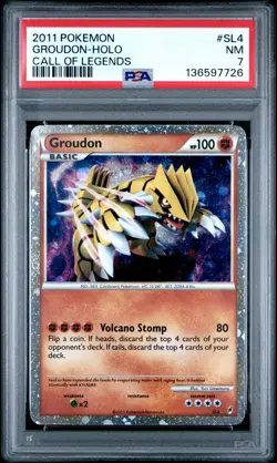 2011 POKEMON CALL OF LEGENDS #SL4 GROUDON-HOLO PSA 7 - Image 1