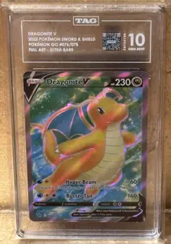 2022 Dragonite V Pokemon Go Sword & Shield Full Art 076/078 TAG 10 - Image 1