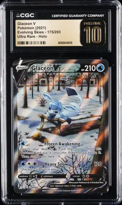 2021 POKEMON EVOLVING SKIES ULTRA RARE #175 GLACEON V CGC 10 PRISTINE - Image 1