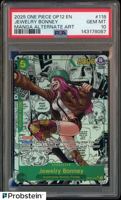 2025 One Piece OP-12 EN Manga Alternate Art #118 Jewelry Bonney PSA 10 GEM MINT - Image 1