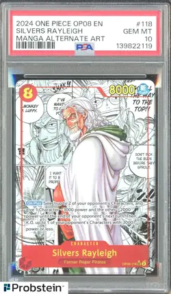 2024 One Piece OP08 Manga Alternate Art #118 Silvers Rayleigh PSA 10 GEM MINT - Image 1