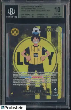 2025 ONE PIECE PROMOS BVB X ONE PIECE MATCH DAY 2025 #003 MONKEY D. LUFFY BGS 10 - Image 1