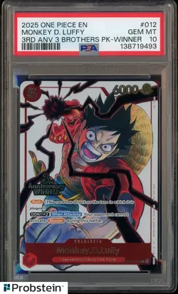 2025 One Piece Monkey.D.Luffy 3rd Ann. Event Winner Prize Promo ST01-012 PSA 10 - Image 1