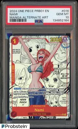 2024 One Piece PRB01 One Piece The Best #016 Nami Manga Alternate Art PSA 10 - Image 1