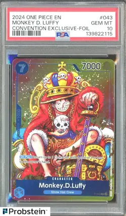 2024 One Piece EN Convention Exclusive Foil #043 Monkey D. Luffy PSA 10 GEM MINT - Image 1