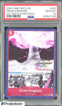 2024 One Piece EN CS Top Player Pack #020 Drum Kingdom PSA 10 GEM MINT - Image 1