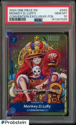 2024 One Piece EN Convention Exclusive Foil #043 Monkey D. Luffy PSA 10 GEM MINT - Image 1