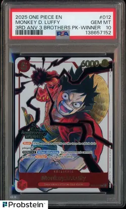 2025 One Piece Monkey.D.Luffy 3rd Ann. Event Winner Prize Promo ST01-012 PSA 10 - Image 1