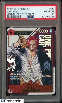 2025 One Piece Korean Serialized Top Prize #120 Shanks 128/200 PSA 10 GEM MINT - Image 1