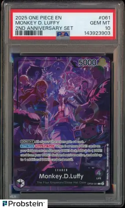 2025 One Piece EN 2nd Anniversary Set #061 Monkey D. Luffy PSA 10 GEM MINT - Image 1