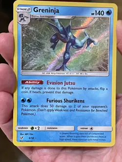 POKEMON GRENINJA 9/18 RARE HOLOFOIL DETECTIVE PIKACHU NM CARD - Image 1