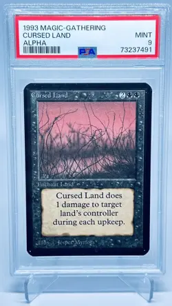 MTG Alpha Cursed Land PSA 9 Mint 1993 Graded Vintage Magic Uncommon -GradedAlpha - Image 1