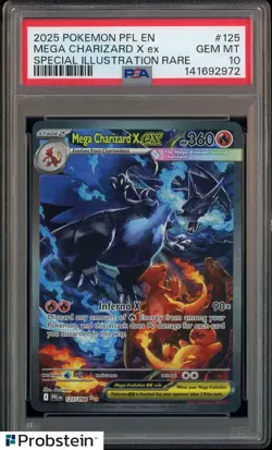 2025 POKEMON PFL EN-PHANTASMAL FLAMES #125 MEGA CHARIZARD X EX PSA 10 - Image 1