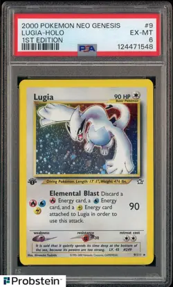 PSA 6 Lugia Holo 2000 Pokemon Neo Genesis 1st Edition #9 EX-MT - Image 1