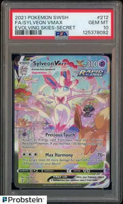 2021 Pokemon SWSH Evolving Skies Secret #212 FA Sylveon VMax PSA 10 GEM MINT - Image 1
