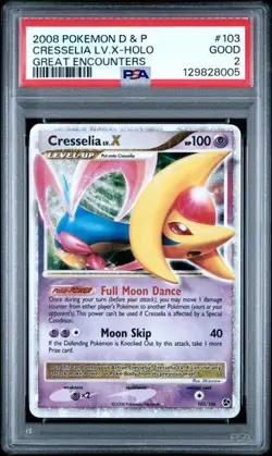 2008 POKEMON DIAMOND & PEARL GREAT ENCOUNTERS #103 CRESSELIA LV.X-HOLO PSA - Image 1
