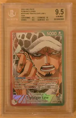 TRAFALGAR LAW PARALLEL LEADER OP01-002 ROMANCE DAWN PRE ERRATA BGS 9.5 - Image 1