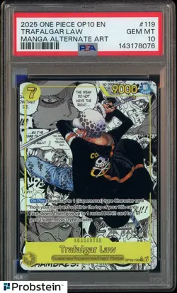 2025 One Piece OP10 EN Manga Alternate Art #119 Trafalgar Law PSA 10 GEM MINT - Image 1