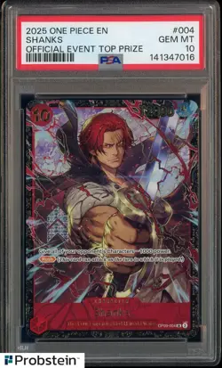 2025 One Piece EN Official Event Top Prize #004 Shanks PSA 10 GEM MINT - Image 1