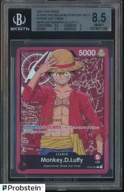 2022 One Piece Super Pre-Release Strtr Dk Straw Hat Crew Monkey D. Luffy BGS 8.5 - Image 1