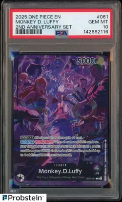 2025 One Piece En 2nd Anniversary Set #061 Monkey D. Luffy PSA 10 GEM MINT - Image 1