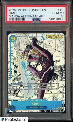 2025 One Piece PRB02 EN Manga Alternate Art #119 Sanji PSA 10 GEM MINT - Image 1