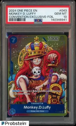 2024 One Piece EN Convention Exclusive Foil #043 Monkey D. Luffy PSA 10 GEM MINT - Image 1