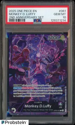 2025 One Piece EN 2nd Anniversary Set #061 Monkey D. Luffy PSA 10 GEM MINT - Image 1