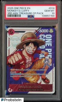 2025 One Piece EN 3rd Anniversary Treasure CP Pack #014 Monkey D. Luffy PSA 10 - Image 1