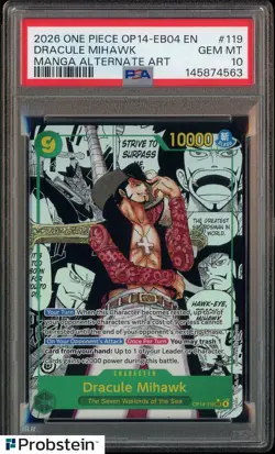 2026 One Piece OP14-EB04 En Manga Alternate Art #119 Dracule Mihawk PSA 10 - Image 1