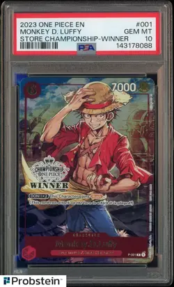 2023 One Piece EN Store Championship Winner #001 Monkey D. Luffy PSA 10 GEM MINT - Image 1