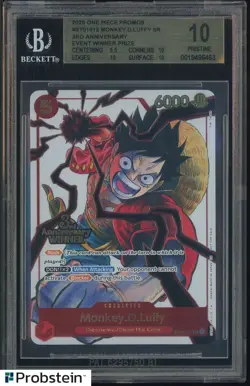 2025 One Piece Promos ST01012 Monkey D Luffy 3rd Anniversary Winner Prize BGS 10 - Image 1