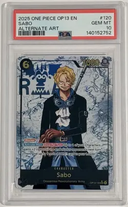 2025 One Piece Sabo OP13-120 SEC Alternate Art PSA 10 Gem Mint English - Image 1