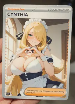 Cynthia - Waifu - Goddess - TCG - DIY - Full Art - Glossy - Trainer Card - Image 1