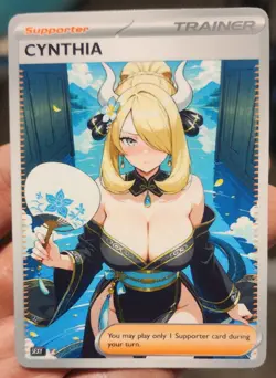 Cynthia - Waifu - Goddess - TCG - DIY - Full Art - Glossy - Trainer Card - Image 1