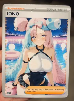 Iono - Anime - Waifu - Goddess - DIY - Full Art - Glossy - Trainer Card - Image 1