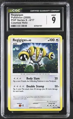 CGC 9 MINT Regigigas 2009 POP Series 9 4/17 Cosmos Holo Pokemon Card - Image 1