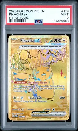 PSA 9 Pikachu ex #179 - Prismatic Evolutions Hyper Rare Pokemon Card Pokemon TCG - Image 1
