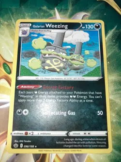 Pokemon TCG Galarian Weezing Chilling Reign 096/198 Regular Rare-NM - Image 1